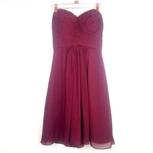 Bill Levkoff | Maroon Strapless Dress Bridesmaid Formal Fit & Flare